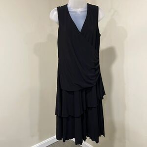 NWOT Luxe by Carmen Marc Valvo Ruffled Black Dress  Size 14W XL plus